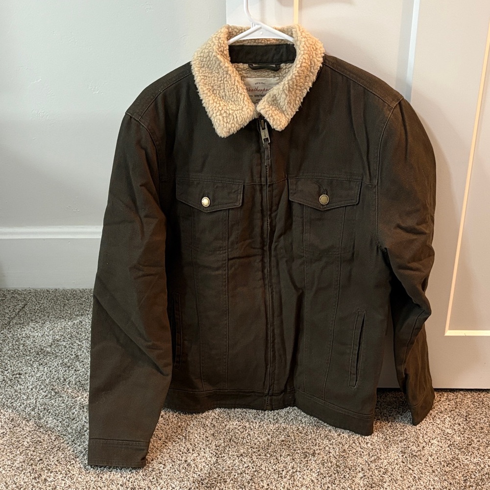 Weatherproof Dark Brown Jacket with Sherpa Collar